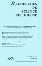 NOUVELLES CONFIGURATIONS DES RAPPORTS ENTRE PHILOSOPHIE ET THÉOLOGIE