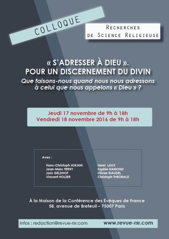 25ème colloque : « S’adresser à Dieu » – Pour un discernement du divin