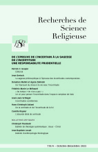 De l’épreuve de l’incertain à la sagesse de l’incertitude. Une responsabilité prudentielle