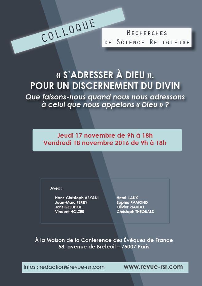 25e colloque : « S&rsquo;adresser à Dieu » – Pour un discernement du divin